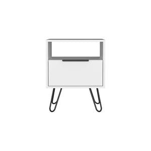English Elm Nightstand Skyoner: Modern White Storage Solution With Hairpin Legs For Minimalist Spaces & Style B092123078