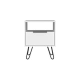 English Elm Nightstand Skyoner, Single Drawer, Hairpin Legs, White Finish