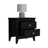 Modern Black Wengue Nightstand with 2 Shelves for Stylish Bedroom