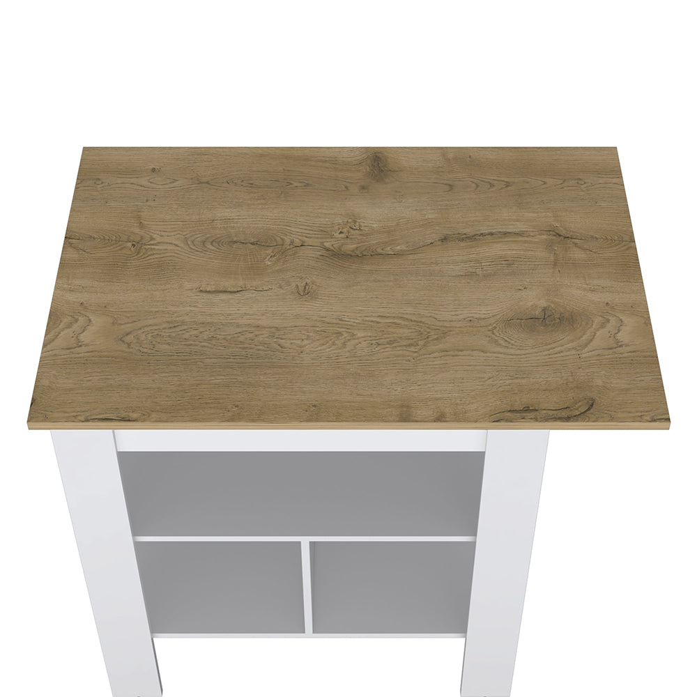 English Elm Kitchen Island Pompeya - Modern White Prep Station With 3 Shelves For Compact Spaces & Storage B092123304