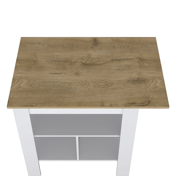 English Elm Kitchen Island Pompeya - Modern White Prep Station With 3 Shelves For Compact Spaces & Storage B092123304