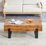 English Elm Rustic Mdf Coffee Table With Metal Legs - Natural Wood Tone Elegance For Your Space