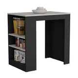 English Elm Kitchen Island Doyle, Three Side Shelves, Black / Ibiza Marble Color Finish