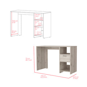 English Elm Computer Desk Odessa: Stylish Light Gray Workstation With Drawer & Open Storage For Small Spaces B092123158