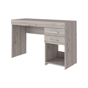 English Elm Computer Desk Harrisburg One Drawer Wengue Finish 47.3" Wide Workstation Durable Particleboard Light Gray B092122974
