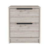 English Elm Nightstand Cervants, Two Drawers, Metal Handle, Light Gray Finish