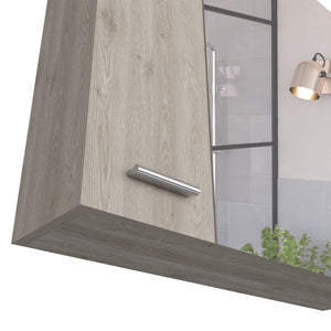 English Elm Medicine Cabinet Prague - Stylish Light Gray Wall-Mounted Storage With 4 Shelves & Mirror Door B092123055