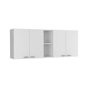 English Elm Wall Cabinet Ontario - Modern Double-Door Design In White With Built-In Dish Rack & Open Shelves B092123033-GIGA