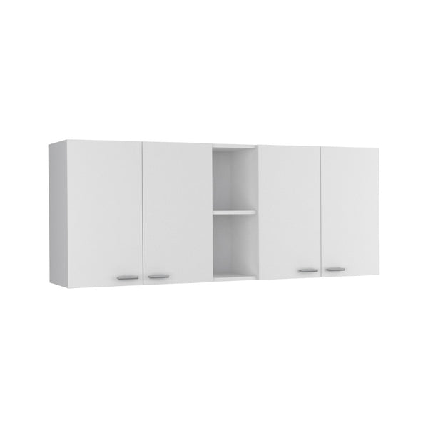 English Elm Wall Cabinet Ontario - Modern Double-Door Design In White With Built-In Dish Rack & Open Shelves B092123033-GIGA