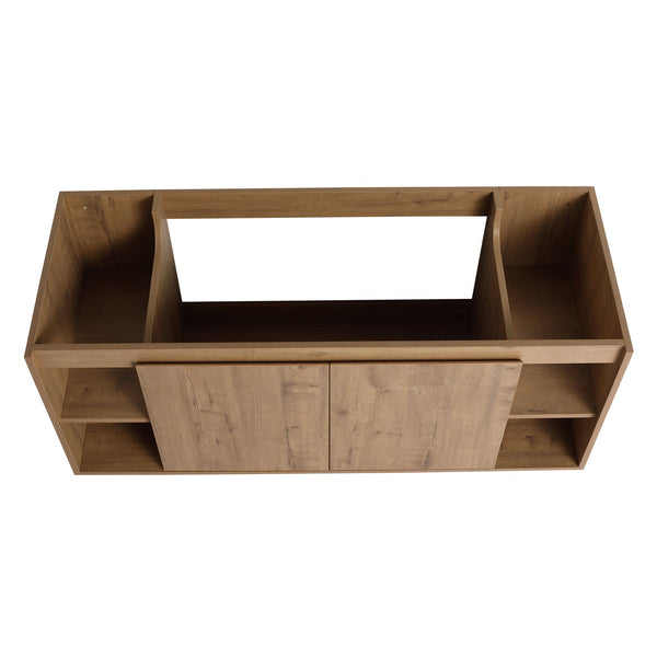 English Elm 48" Wall Mounted Bathroom Vanity With Soft Closing Doors, Open Storage, Stylish & Durable Design W999125012