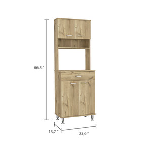 English Elm Pantry Piacenza multifunctional kitchen cabinet with microwave space, drawer, shelves for organized storage Light Oak B092123091