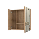 Prague Medicine Cabinet with Pine Finish, 4 Shelves, Single Door & Mirror