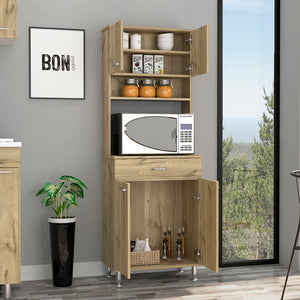 English Elm Pantry Piacenza multifunctional kitchen cabinet with microwave space, drawer, shelves for organized storage Light Oak B092123091