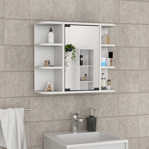 English Elm Medicine Cabinet Milano - Stylish White Storage With 6 Shelves & Mirror For Small Bathrooms B092123011