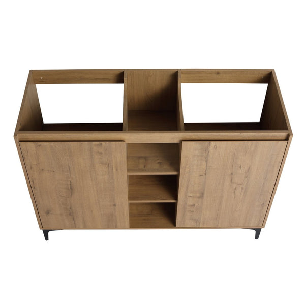 English Elm Soft Close Doors & Open Storage Rack, 48-Inch Freestanding Bathroom Vanity With Plywood Finish W999125009-GIGA