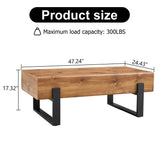 English Elm Rustic Mdf Coffee Table With Metal Legs - Natural Wood Tone Elegance For Your Space