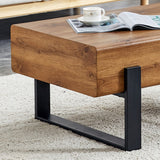 English Elm Rustic Mdf Coffee Table With Metal Legs - Natural Wood Tone Elegance For Your Space