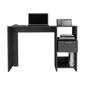 English Elm Computer Desk Odessa – Compact Workspace With Drawer & Open Shelving In Stylish Smokey Oak Finish B092123159