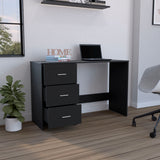 English Elm Writting Desk Riverside,Three Drawers, Black Wengue Finish