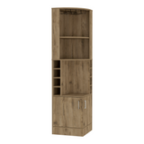 English Elm Bar Cabinet Papprika, 8 Wine Cubbies, Double Door, Dark Brown Finish