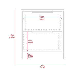 English Elm Nightstand Cervants - Modern Light Gray Two-Drawer Storage With Metal Handles For Compact Spaces B092123002