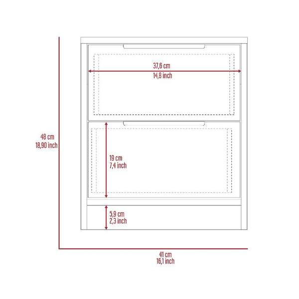 English Elm Nightstand Cervants - Modern Light Gray Two-Drawer Storage With Metal Handles For Compact Spaces B092123002
