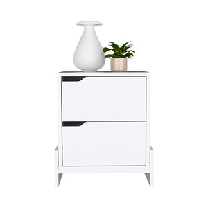 English Elm Nightstand Brookland - Stylish White Bedside Table With 2 Drawers, Sturdy Base, And Ample Storage B092123138