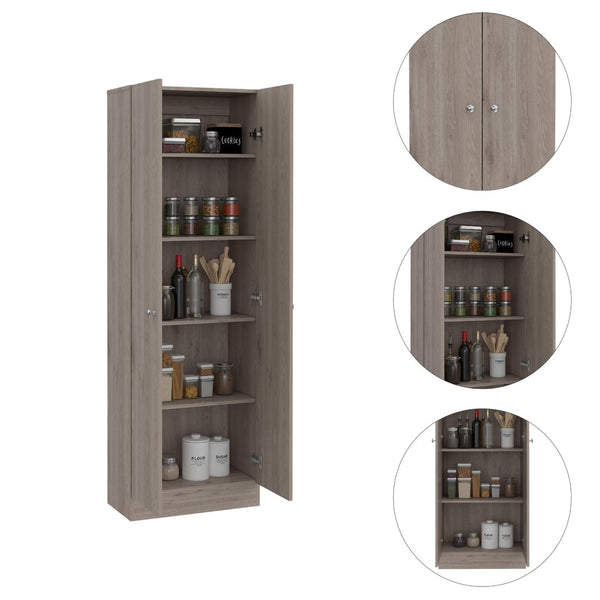 English Elm Storage Cabinet Pipestone - Tall Double Door In Light Gray, Ideal For Organizing Any Space! B092123044-GIGA