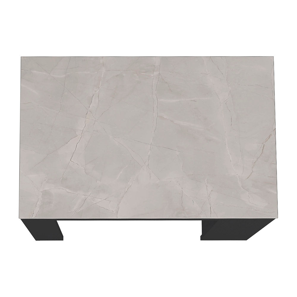 English Elm Kitchen Island Doyle With Three Open Shelves In Stunning Ibiza Marble Finish - Perfect For Small Spaces! B092123133