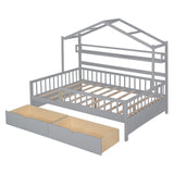 Hearth and Haven Wooden Full Size House Bed with 2 Drawers, Kids Bed with Storage Shelf WF308873AAE WF308873AAE