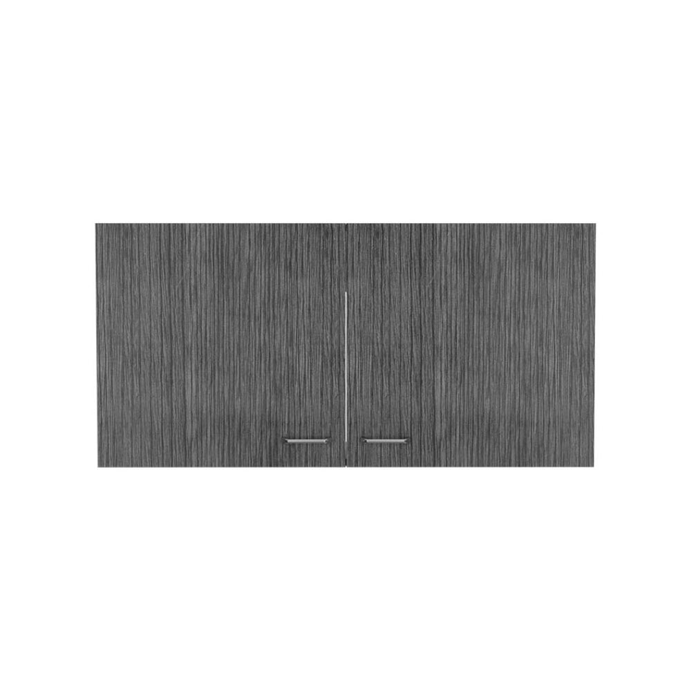 English Elm Wall Cabinet - Modern Two-Shelf Double Door Storage In White & Smokey Oak Finish For Any Room B092123090-GIGA