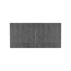 English Elm Wall Cabinet - Modern Two-Shelf Double Door Storage In White & Smokey Oak Finish For Any Room B092123090-GIGA