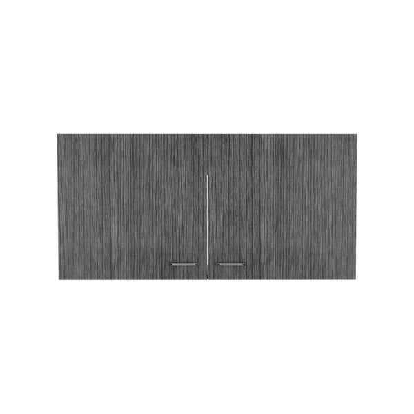 English Elm Wall Cabinet - Modern Two-Shelf Double Door Storage In White & Smokey Oak Finish For Any Room B092123090-GIGA