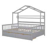 Hearth and Haven Wooden Full Size House Bed with 2 Drawers, Kids Bed with Storage Shelf WF308873AAE WF308873AAE