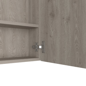 English Elm Medicine Cabinet Prague - Stylish Light Gray Wall-Mounted Storage With 4 Shelves & Mirror Door B092123055