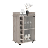 English Elm Bar Cart Baltimore, Six Wine Cubbies, Light Gray Finish