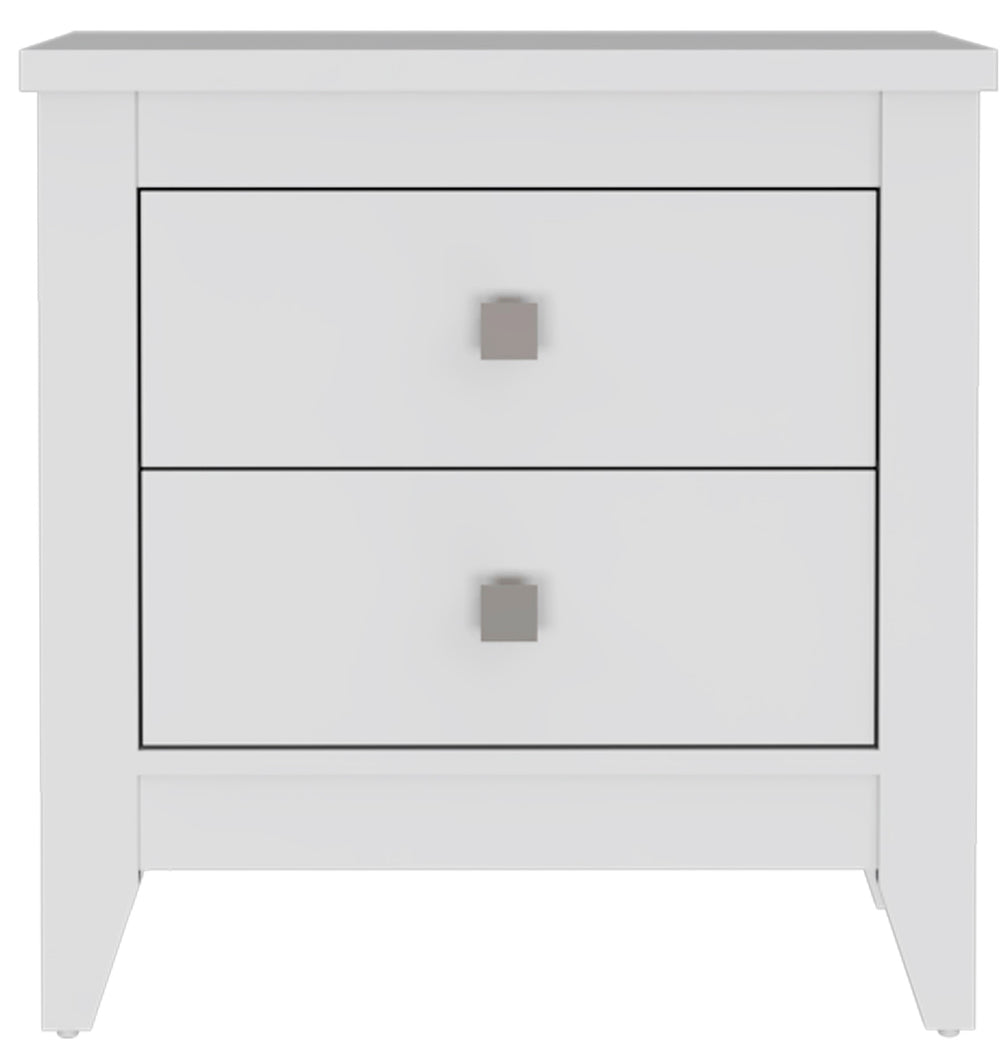 English Elm Nightstand With Two Open Shelves, Modern White Finish, Ideal For Bedroom Or Living Space Storage B092123020