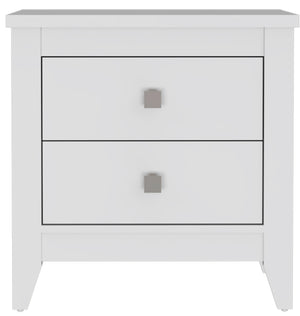 English Elm Nightstand With Two Open Shelves, Modern White Finish, Ideal For Bedroom Or Living Space Storage B092123020