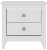 Modern White Nightstand with 2 Shelves & 4 Legs