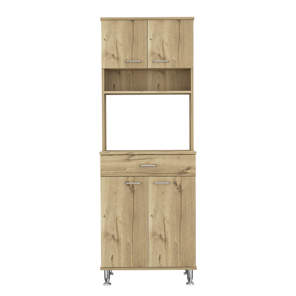 English Elm Pantry Piacenza multifunctional kitchen cabinet with microwave space, drawer, shelves for organized storage Light Oak B092123091