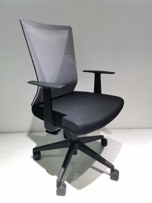 English Elm Office Chair Armin, Nylon Base Black, Fixed Armrest, Black Wengue/ Smoke Finish