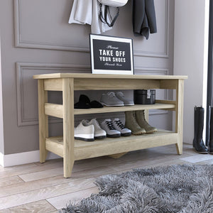 English Elm Storage Bench Susho – Versatile Light Oak Finish With Open Shelving For Stylish Home Organization B092123080-GIGA