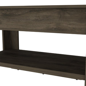 English Elm Storage Table Polgon - Versatile Extendable Entryway Bench With Lift Top & Lower Shelf, Dark Brown B092123048-GIGA