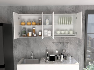 English Elm Wall Cabinet Ontario - Modern Double-Door Design In White With Built-In Dish Rack & Open Shelves B092123033-GIGA
