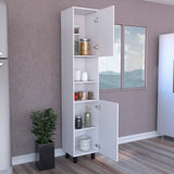 English Elm Pantry Cabinet Almada, Three Interior Shelves, White Finish