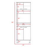 English Elm Pantry Piacenza,Two Double Door Cabinet, White Finish