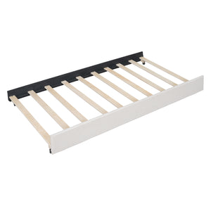 English Elm Full Upholstered Platform Bed with Two Drawers and Twin Trundle, Classic Padded Headboard, Storage-Friendly Design for Small Bedrooms and Guests Beige SF000014AAA