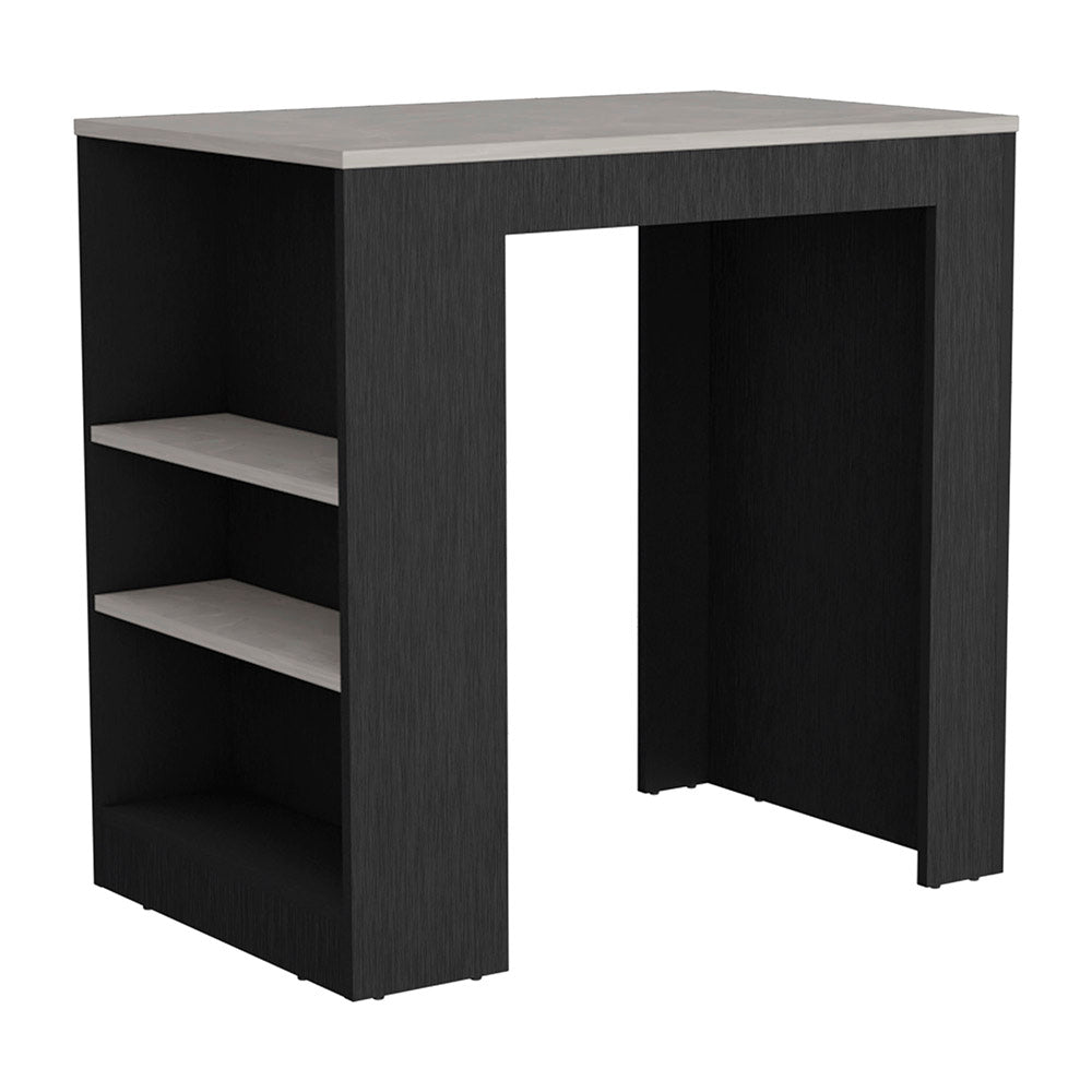 English Elm Kitchen Island Doyle With Three Open Shelves In Stunning Ibiza Marble Finish - Perfect For Small Spaces! B092123133