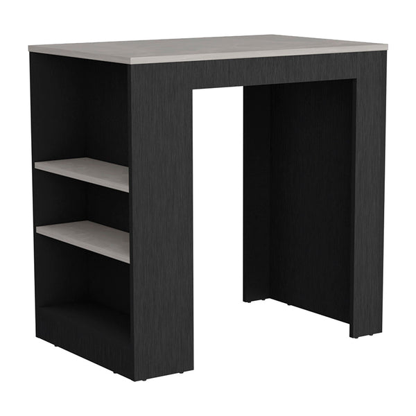 English Elm Kitchen Island Doyle With Three Open Shelves In Stunning Ibiza Marble Finish - Perfect For Small Spaces! B092123133