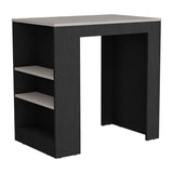 English Elm Kitchen Island Doyle, Three Side Shelves, Black / Ibiza Marble Color Finish